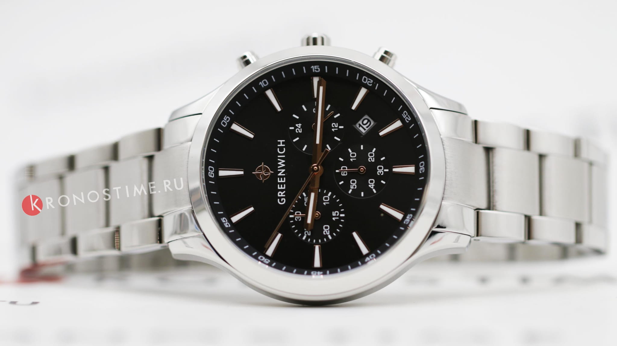 Greenwich Greenwich Skipper GW 043.10.35,  англия мужские часы на браслете нержавеющая сталь боковой вид